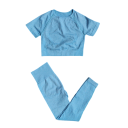 Γυναικεία αθλητική φόρμα Κολάν και μπλουζάκι με κοντό μανίκι Μονοχρωμία αθλητική φόρμα από νάιλον, πολυεστέρα και σπαντέξ 2