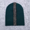 Γυναικεία beanie καπέλο με κατακόρυφη λωρίδα κεντήματος από κορυφές Ραμμένη ελαστική πλέξη από βαμβάκι και μαλλί Περιφέρεια κεφαλιού 50 έως 60 εκ. 2