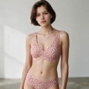 Γυναικεία χωρίς ραφές σουτιέν χωρίς μπανέλες με λεοπάρ σχέδιο και βαθύ V ντεκολτέ με φαρδιά τιράντες σε ροζ χρώμα 5