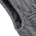 Γυναικεία επενδεδυμένη γιλέκο με ψηλό γιακά και τσέπες χωρίς μανίκια από πολυεστέρα γκρι με ρύθμιση στο κάτω μέρος για καθημερινή χρήση 3