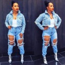 Γυναικεία κοντή τζιν μπουφάν P1607 1