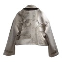 Γυναικεία κοντή ζακέτα με σχέδιο και φερμουάρ, με γιακά και διακοσμητικές λωρίδες με αγκράφες στα μανίκια, ελεύθερη γραμμή, универсальный 6