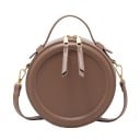 Γυναικεία κυκλική τσάντα crossbody με επάνω λαβή και ιμάντα στον ώμο Φερμουάρ με δύο οδηγούς PU δέρμα και πολυεστέρα 20 x 20 x 8 cm 2