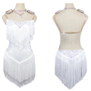 Γυναικεία λατινοαμερικάνικα χορευτικά φορέματα με φούντες και κρύσταλλα με ανοιχτή πλάτη και λεπτές τιράντες για διαγωνισμούς και χορευτικές παραστάσεις 11