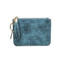 Γυναικεία μικρή τσάντα φερμουάρ Επίπεδη θήκη για νομίσματα και κάρτες Διακοσμητική φούντα με μεταλλικό δαχτυλίδι Τεχνητό δέρμα Διαστάσεις 4