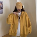 Γυναικεία oversized φούτερ με φερμουάρ και κουκούλα Ελεύθερη γραμμή Χαμηλωμένοι ώμοι Μακριά μανίκια Τσέπες καγκουρό Σχοινάκια 5