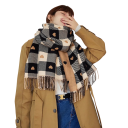 Γυναικεία Σα scarf Πολυεστερική Σα scarf με απλό σχέδιο καρό και καρδιές και φούντες στις άκρες Ζεστός κομψός μόδας αξεσουάρ Στυλάτη άνετη Σα scarf για καθημερινή χρήση 5