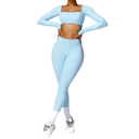 Γυναικεία Σουπλά Leggings και Crop Top με Μακριά Μανίκια, Μονόχρωμα, Spandex, Nylon 4