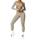 Γυναικεία Σουπλά Leggings και Crop Top με Μακριά Μανίκια, Μονόχρωμα, Spandex, Nylon 6