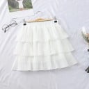 Γυναικεία τριών στρωμάτων μίνι φούστα με πλισέ βολάν Ελαστική ζώνη Ανοιχτή γραμμή από πολυεστέρα και βαμβάκι Φούστα για μπλούζα 1
