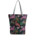 Γυναικεία τσάντα από καμβά με εκτύπωση ανανάδων και τροπικών φύλλων Ευρύχωρη shopper με δύο γκρίζες λαβές 27 x 38 x 11 εκ. Καμβάς και πολυεστέρας 3