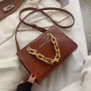 Γυναικεία τσάντα χεριού 20 x 14 x 9 cm Με ανάγλυφο σχέδιο φιδιού Μαζικό χρυσό χερούλι Μακρύ λουρί για τον ώμο και διαγωνίως 4