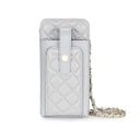 Γυναικεία τσάντα crossbody για κινητό Ραφή σε ρόμβους Πρόσθια τσέπη με λουράκι Αποσπώμενη αλυσίδα Γνήσιο δέρμα 18,5 x 9 x 3 cm 4