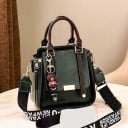 Γυναικεία τσάντα crossbody με δύο χερούλια Φαρδύς ιμάντας με γράμματα Αντίθετη ραφή Μεταλλική ετικέτα PU δέρμα και πολυεστέρας 21 x 21 5