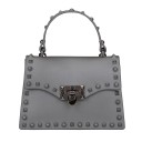 Γυναικεία τσάντα crossbody με επάνω χερούλι και διακοσμητικές τρουκς Μεταλλικό κλείσιμο στο καπάκι Ματ τεχνητό δέρμα Σταθερό 6