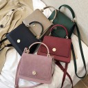 Γυναικεία τσάντα crossbody με επάνω λαβή Για το χέρι και τον ώμο Καπάκι με στρογγυλό κούμπωμα Εμφάνιση σουέτ PU δέρματος 24 x 10 x 17 7