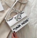 Γυναικεία τσάντα crossbody με flap και έντονες επιγραφές Επάνω λαβή Μεταλλικό κούμπωμα Ρυθμιζόμενο λουρί PU δέρμα 21,5 x 15 x 8 cm 10