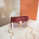 Γυναικεία τσάντα crossbody με καπάκι από PU δέρμα Αλυσίδα στον ώμο και επάνω λαβή Μεταλλικό κλείσιμο Σχέδιο με αστέρια Διαστάσεις 21 x 13 x 5