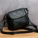Γυναικεία τσάντα crossbody με καπάκι και περιστροφική κλειδαριά Πολλές τσέπες με φερμουάρ Ρυθμιζόμενος ιμάντας Vintage εμφάνιση PU δέρμα 25 x 23 3