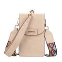 Γυναικεία τσάντα crossbody με καπάκι Φαρδύς ιμάντας με γεωμετρικό μοτίβο Χερούλι για το χέρι Ματ επιφάνεια PU δέρματος Διαστάσεις 20 x 11 1