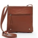 Γυναικεία τσάντα crossbody με μπροστινή τσέπη με φερμουάρ Πλατύ σχήμα και μακρύ λουρί πάνω από τον ώμο PU δέρμα και πολυεστέρας 23 x 25 x 3