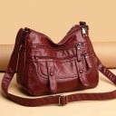Γυναικεία τσάντα crossbody με τσέπες με φερμουάρ μπροστά και πίσω Ρυθμιζόμενος ιμάντας στον ώμο PU δέρμα 26 x 20 x 11 εκ. 9