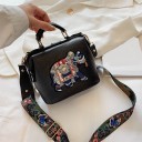 Γυναικεία τσάντα crossbody σε σχήμα βαλίτσας με διακοσμητική εφαρμογή ελέφαντα Κεντρική λαβή Φαρδύς ιμάντας με σχέδιο πεταλούδων PU 1