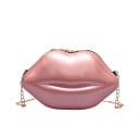 Γυναικεία τσάντα crossbody σε σχήμα χειλιών Γυαλιστερή επιφάνεια Κλείσιμο με φερμουάρ Αλυσίδα χρυσού χρώματος Πλαστικό και πολυεστέρας 4