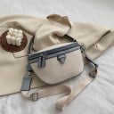 Γυναικεία τσάντα crossbody σε σχήμα ημισελήνου Διχρωμία τσάντας ώμου από PU δέρμα και πολυεστέρα Κλείσιμο με φερμουάρ 25 x 9 x 16 εκ. 8