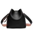 Γυναικεία τσάντα crossbody σε σχήμα σάκου για τον ώμο Λείο PU δέρμα Κλείσιμο φερμουάρ Φαρδύ λουρί σε αντίθετη απόχρωση 21 x 21 x 13 εκ. 1