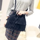 Γυναικεία τσάντα crossbody σε σχήμα σακούλας με φούντες Κορδόνι σύσφιξης με μεταλλικά μάτια Σουέτ και πολυεστέρας 29 x 14 x 30 εκ 5