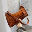 Γυναικεία τσάντα κάτω από τη μασχάλη 24,5 x 15 x 7 cm Γυαλιστερός ανάγλυφος σχέδιο φιδιού Κοντό χερούλι πάνω από τον ώμο Κλείσιμο 3