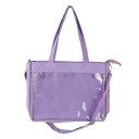 Γυναικεία τσάντα με διαφανή μπροστινή τσέπη Κλείσιμο με φερμουάρ Δύο χερούλια και μακρύ λουρί για τον ώμο Καμβάς και νάιλον 37 x 28,5 x 6