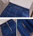 Γυναικεία τζιν midi φούστα με ψηλή μέση σε στυλ γοργόνας Σχισμή μπροστά Φερμουάρ πίσω Αντίθετη ραφή Βαμβάκι με σπαντέξ 6