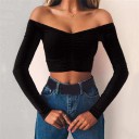 Γυναικείο crop top με εκτεθειμένους ώμους B68 3