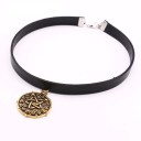 Γυναικείο δερμάτινο choker κολιέ με μενταγιόν 5