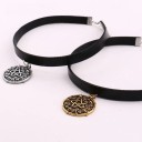 Γυναικείο δερμάτινο choker κολιέ με μενταγιόν 3