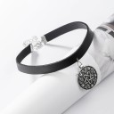 Γυναικείο δερμάτινο choker κολιέ με μενταγιόν 4