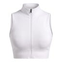 Γυναικείο δίδυμο σετ αθλητικών crop top με εφαρμοστές αμάνικες μπλούζες με φερμουάρ σε όλο το μήκος σε μαύρο και άσπρο χρώμα 6