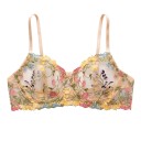 Γυναικείο διπλό σετ εσωρούχων με κεντήματα λουλουδιών, ημιδιαφανές σουτιέν με μπανέλες και τanga με ρυθμιζόμενους ιμάντες στα πλάγια 5