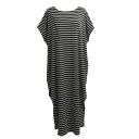 Γυναικείο καλοκαιρινό ριγέ maxi φόρεμα Ασύμμετρο στρίφωμα με πλευρικές σχισμές Ελεύθερη γραμμή Φαρδύς λαιμός Κοντά μανίκια Πολυεστέρας 2