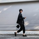Γυναικείο oversized μπουφάν από τεχνητό δέρμα Μαύρο Κατεβασμένοι ώμοι Αναδιπλούμενος γιακάς Δύο μπροστινές τσέπες Δομημένη επιφάνεια Για φούστες 6