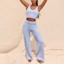 Γυναικείο πλεκτό crop top και παντελόνι 3