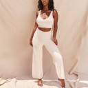 Γυναικείο πλεκτό crop top και παντελόνι 3