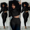 Γυναικείο πλεκτό crop top και παντελόνι P1669 2