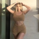 Γυναικείο πλεκτό crop top και σορτς B1109 2