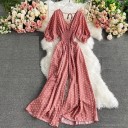 Γυναικείο πουά ολόσωμο φόρεμα με κοντό μανίκι 6