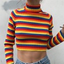 Γυναικείο ριγέ crop top πολύχρωμο 1