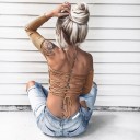 Γυναικείο ριγέ τοπ με κορδόνια A1391 1