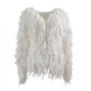 Γυναικείος χνουδωτός cardigan με μακριές βρόχους από νήμα Ελεύθερη γραμμή χωρίς κλείσιμο Μακριά μανίκια Πολυεστέρας Χαλαρή επάνω στρώση 1